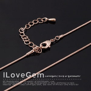 NP-1586 Chain, Rose Gold plated, 1.0mm, 130R Round Snake chain, 18 inch and extender 2 inch, 2pcs