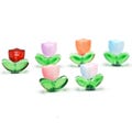 10PCS- Tulips Flower Glass Beads, AP-067, 9mm Colorful Tulip Flower Pendant, Green Leaf Beads, DIY Making Beaded Bracelet
