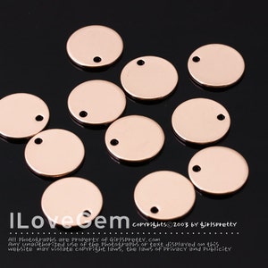 4pcs, NP-1669 Glossy Rose Gold Plated, 10mm, Flat Round, Personalized Stamping Blank, Pendant