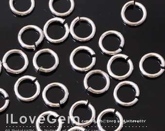 SALE / 50 gram / Jumpring, Rhodium plated, 6mm round, 18 gauge, 1X6mm, Jump Rings