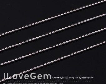 WSALE/ 20M // NP-1533 Rhodium plated, 0.8mm Faceted ball, Chain