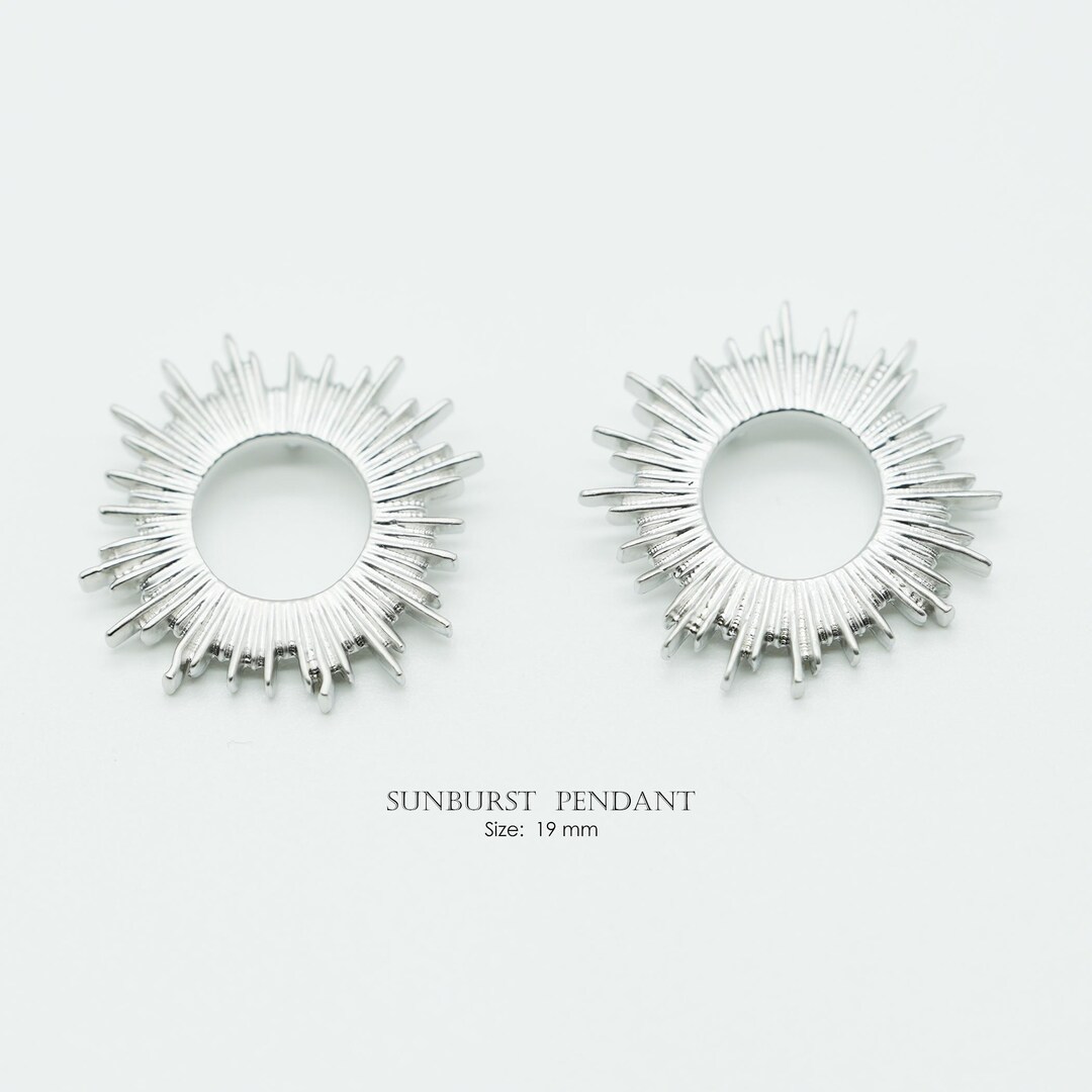 19mm Sun Pendant, NP-2129, Matte Rhodium Plated Brass, Sunburst