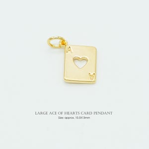 1PCS- Large Gold Ace of Hearts Card Pendant, NP-2609, Gold Plated Brass, 10.5X13mm, Playing Card Charm