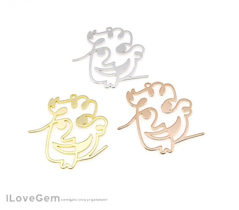35X32mm NP-2063 Glossy Rose Gold Plated Man/'s Face Pendant Man/'s Profile Pendant 2pcs Profile necklace charm