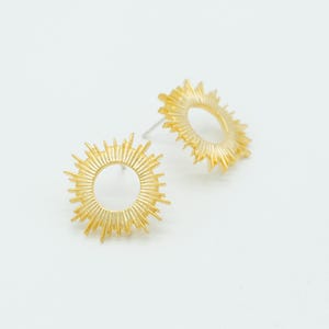 NP-2140, Matte Gold Plated over Brass, 19mm Sun Ear Stud, Sunburst Earrings, 925 sterling silver post, DIY Making Earrings Bild 3