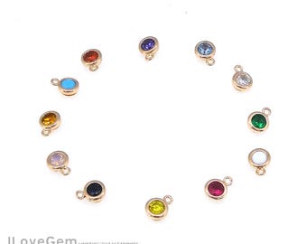 SALE 20% off//12 Birth Stone, NP-1971 Rose Gold, 4.2mm Birthstone Cubic Charm, Add on Birth stone Cubic Pendant, Birth stone Jewelry