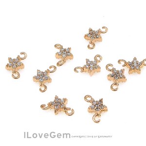 2pcs, NP-1741 Rose Gold Plated, 5mm, Mini star pendant, Cubic Star Pendant, Dainty Star, Rose Gold star, Necklace star pendant