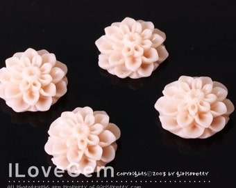 8pcs, GE-3490, Resin Flower Cabochons Pendant, LT.Pink Color, 15.5mm, Chrysanthemum Flower, Acrylic Cabochons, Lucite, Flat Back, No Hole