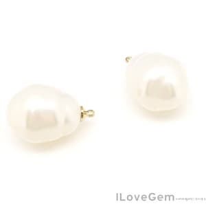 Pearl 432, Baroque Faux Pearl Drop, 17X25mm, Vintage Acrylic Pearls, White Pearl Drop Pendant