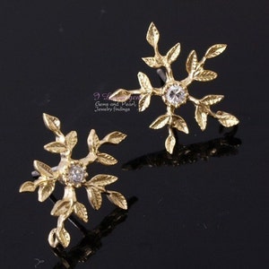 SALE/10pcs// P867, Matt Gold plated, Laurel Earrings, Laurel Leaf Ear Studs, Laurel leaf Sprig post earrings, 925 sterling silver post