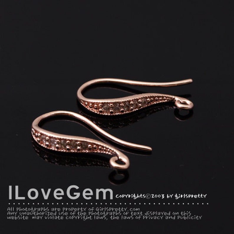 WSALE/ 20pcs// NP-1165, Rose gold Plated, Earrings, Wedding jewelry supplies, Rose Gold Ear Wires, Rose Gold Ear Hooks image 2