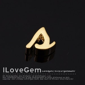 NP-1616-GO, Gold Plated, Cursive Alphabet, Lower case, Pendant, s, 2pcs/ Initial beads, Letter, Personalized, Customized jewelry