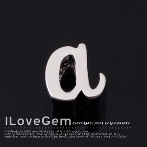 NP-1616 Rhodium Plated, Cursive Alphabet, Lower case, Pendant, a, 2pcs/ Initial beads, Letter, Personalized, Customized jewelry