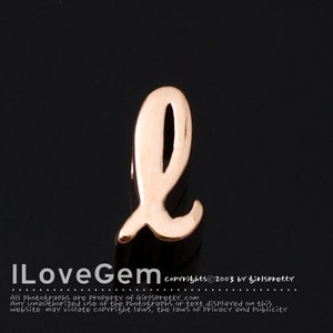 NP-1616 Rose Gold Plated, Cursive Alphabet, Lower case, Pendant, l(L), 2pcs/ Initial beads, Letter, Personalized, Customized jewelry
