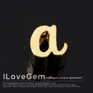 NP-1616-GO, Gold Plated, Cursive Alphabet, Lower case, Pendant, a, 2pcs/ Initial beads, Letter, Personalized, Customized jewelry