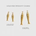2PCS- Tiny Fish Pendant Charm, Crystal CZ, NP-2598, Gold Plated Brass, Cute Ocean Sea Life Necklace Pendant, Making Minimalist Fish Jewelry