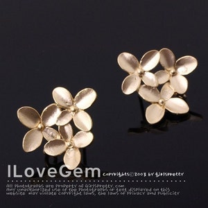 NP-232 Matt Gold Plated over Brass, Sakura Flower Earrings, Cherry Blossom Ear Stud, Wedding Jewelry, Spring Style