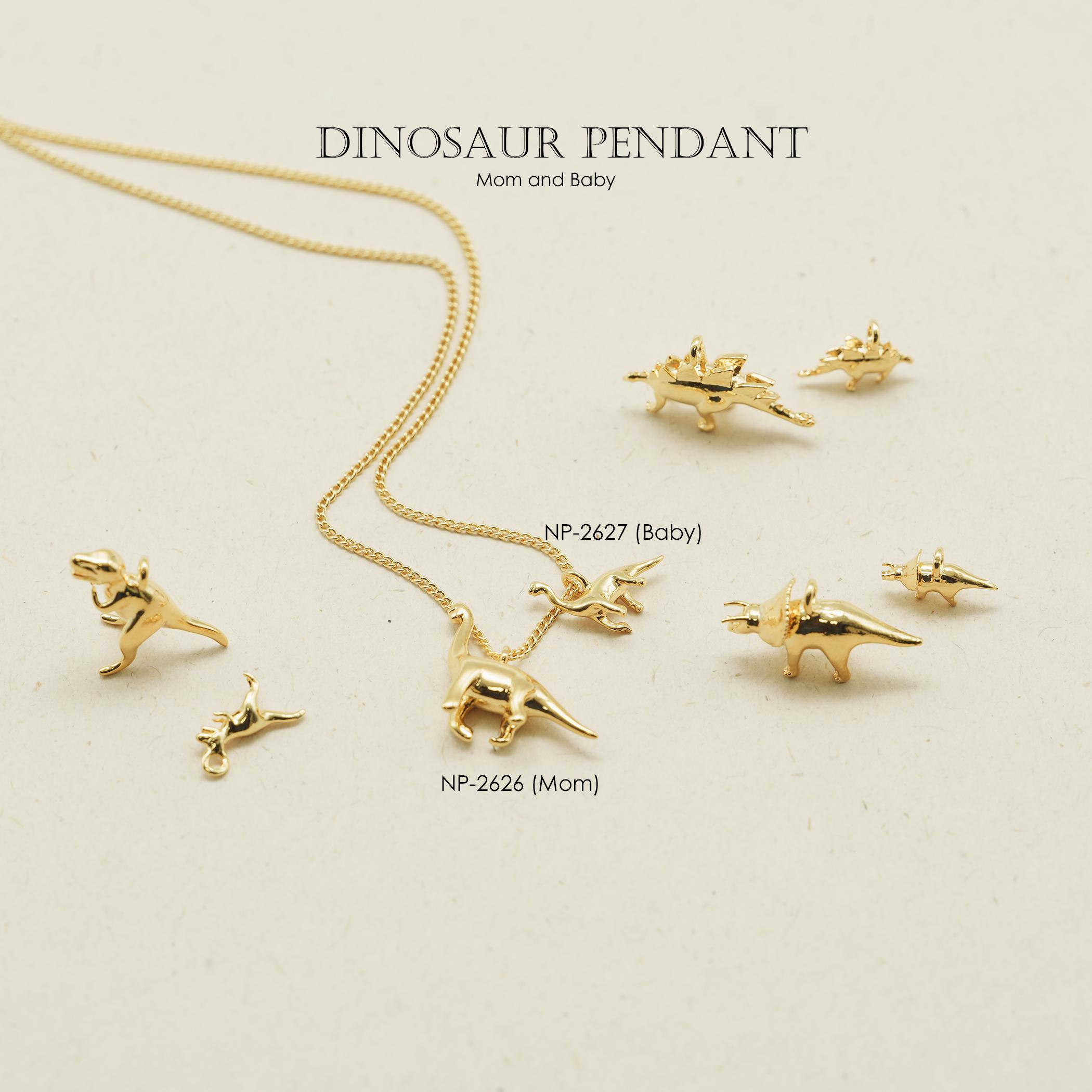 Gold Dinosaur Pendant, NP-2626, Gold Plated Brass, Animal Charm