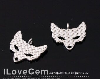 NP-1765 Matt Rhodium Plated, Fox, Pendant, 2pcs