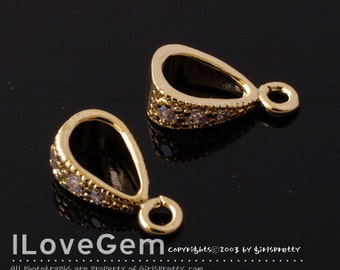 SALE/ 20pcs// NP-978 Gold plated, Pendant Bail, Cubic Bail, Simple Bail with Open Loop