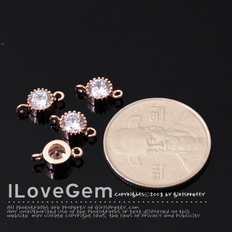 SALE/ 20pcs// NP-1173-05 Rose Gold plated, 5mm Cubic, Wedding jewelry, Cubic connectors image 3