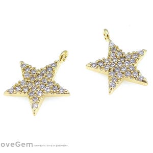 1pcs, NP-1985 Gold, Cubic Star Pendant, 11mm Star Charm, Star Necklace Pendant