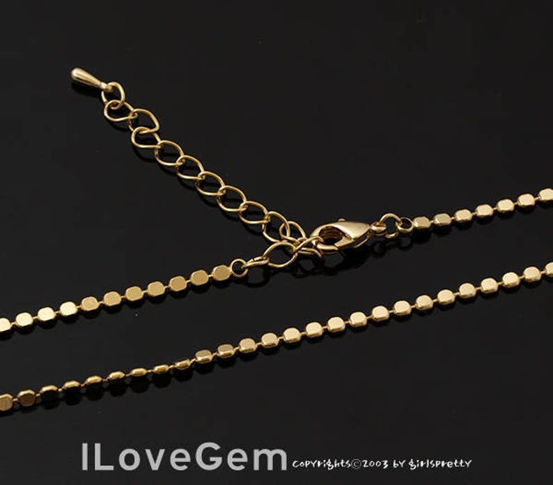 WSALE/ 10pcs// NP-1916 Necklace Chain, Gold Plated, 2mm ndc, 16 inch and extender 2 inch / Unique necklace chain, design necklace chain image 1