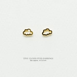 2PCS- Tiny Cloud Stud Earrings, NP-2506, Nickel Free Gold Plated Brass, 4 X 5.5 mm