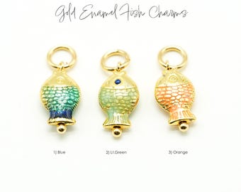 ヴィンテージ 18K ゴールド 関節式魚ペンダント チャーム - Etsy 日本