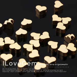 NP-1590, Matt Gold plated over Brass, 5X4mm, Mini Heart Pendant, Tiny Heart Beads