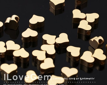 NP-1590, Matt Gold plated over Brass, 5X4mm, Mini Heart Pendant, Tiny Heart Beads