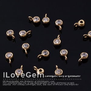 NP-1406, Gold Plated, 3.5mm, Clear Color Cubic Pendant, Tiny CZ Charm, Mini Cubic Dangle, Birthstone Necklace Pendant, April Birth stone