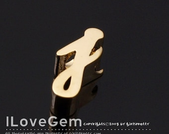 NP-1616-GO, Gold Plated, Cursive Alphabet, Lower case, Pendant, j, 2pcs/ Initial beads, Letter, Personalized, Customized jewelry
