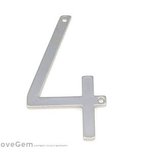 Four(4), 1pc, NP-2009 Rhodium, Number Pendant, Large Initial Pendant, Oversize Number Necklace Pendant, Personalized, Customized