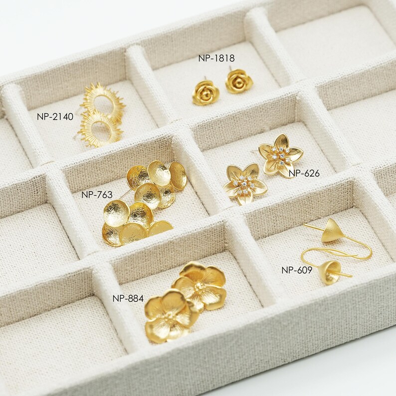 NP-2140, Matte Gold Plated over Brass, 19mm Sun Ear Stud, Sunburst Earrings, 925 sterling silver post, DIY Making Earrings Bild 6