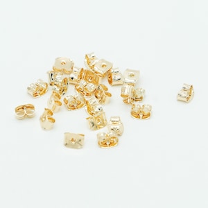 100pcs, Gold Plated Earring Backs, Butterfly Clutch Earnuts, 4.5X6mm Earring Back Stoppers, Jewelry Making Supplies