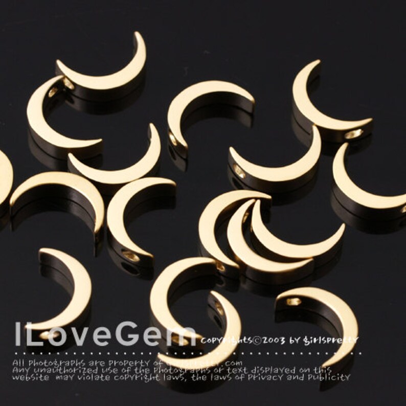 Mini Crescent Moon Beads Crescent Moon Pendant SALE10pcs NP-1745 Matt Gold Plated