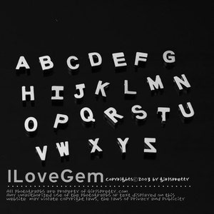 2pcs. Uppercase Initial Letter Pendant, NP-1458, Matt Rhodium Plated over Brass, A to Z Alphabet Beads, Making Anniversary Jewelry