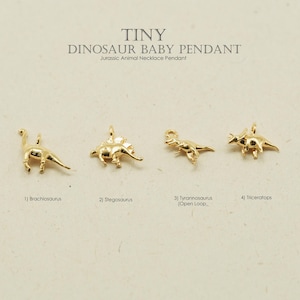 TINY Gold Dinosaur Baby Pendant, NP-2627, Gold Plated Brass, Animal Charm, Jurassic Animal Necklace Pendant