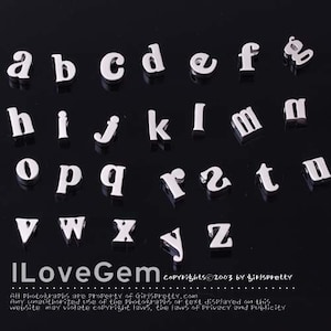 2pcs. Lowercase Initial Letter Pendant, NP-1478, Matt Rhodium Plated over Brass, a to z Alphabet Beads, Making Anniversary Jewelry
