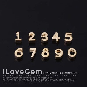 2pcs, Number Pendant, NP-1477, Matt Gold Plated over Brass, DIY Making Anniversary Jewelry, 5X7mm, Number Beads Personalized Necklace