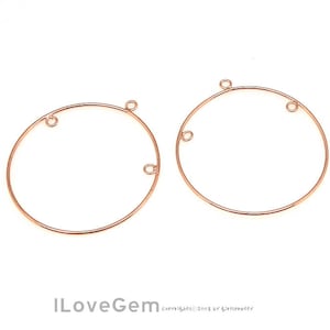 2pcs, NP-1962 Rose Gold, 30mm Round Hoop Pendant, Hoop connectors, Hoops for Earrings