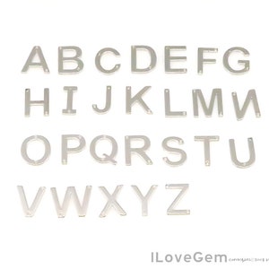 Clearance// 1pcs, NP-2239, Nickel Free Rhodium Plated, 8mm Sideways Initial Pendant, Small Sideways Initial Necklace Charm, Initial Letter