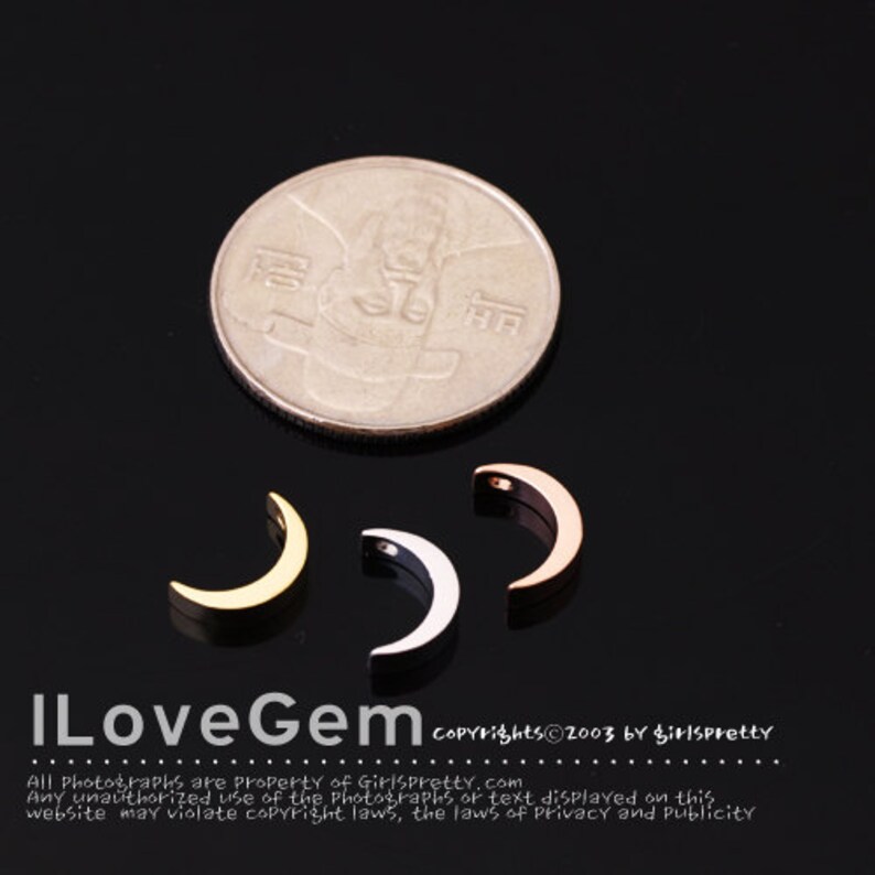Mini Crescent Moon Beads Crescent Moon Pendant SALE10pcs NP-1745 Matt Gold Plated