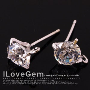 SALE/ 10pcs// NP-1145, Nickel Free Rhodium plated, 6mm Cubic Earrings, Cubic Ear Stud, 925 sterling silver post, wedding earrings