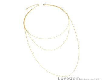 SALE/ 5pcs// NP-2226, 3 Layering Pre-made Necklace, Nickel Free Plated, 15" 18" 24" with 3 inch Extender Chain, Layered Necklaces