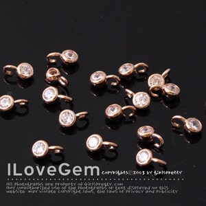 NP-1406, Rose Gold Plated, 3.5mm, Clear Color Cubic Pendant, Tiny CZ Charm, Cubic Dangle, Birthstone Necklace Pendant, April Birth stone