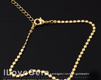 SALE/ 20pcs// NP-1876 Chain for Bracelet, Gold Plated, 2mm ndc, 6.3 inch and extender 1.2 inch, Unique Bracelet chain