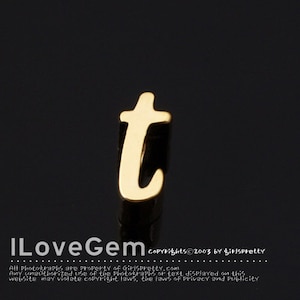 NP-1616-GO, Gold Plated, Cursive Alphabet, Lower case, Pendant, t, 2pcs/ Initial beads, Letter, Personalized, Customized jewelry