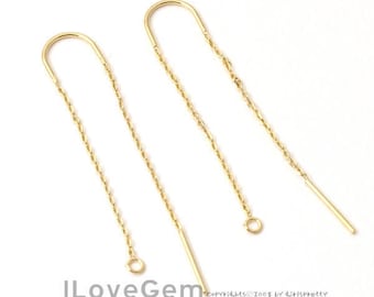 NP-1901 Gold, U Ear Thread, 45mm, Long Chain Earrings, Ear Thread Earrings, Dainty Earrings, Thread Earring Component